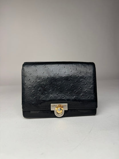 Vintage Givenchy Ostrich Leather Wallet Black