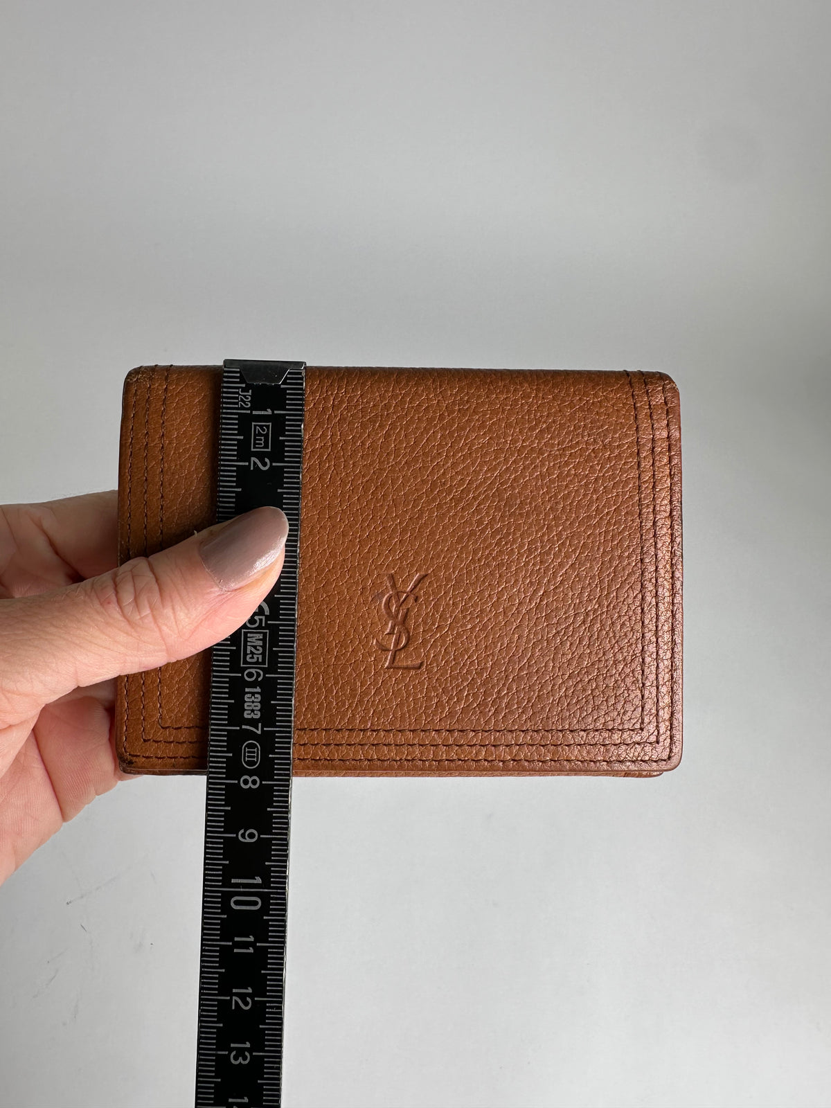 Vintage Yves Saint Laurent Grained Leather Bifold Wallet Late 1990s Brown