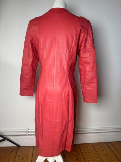 Vintage Courreges Leather Coat red