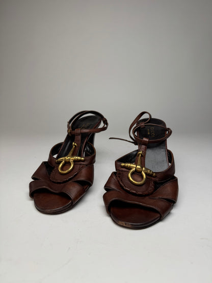 Vintage Gucci Horsebit Tom Ford Leather Pumps Brown EU36