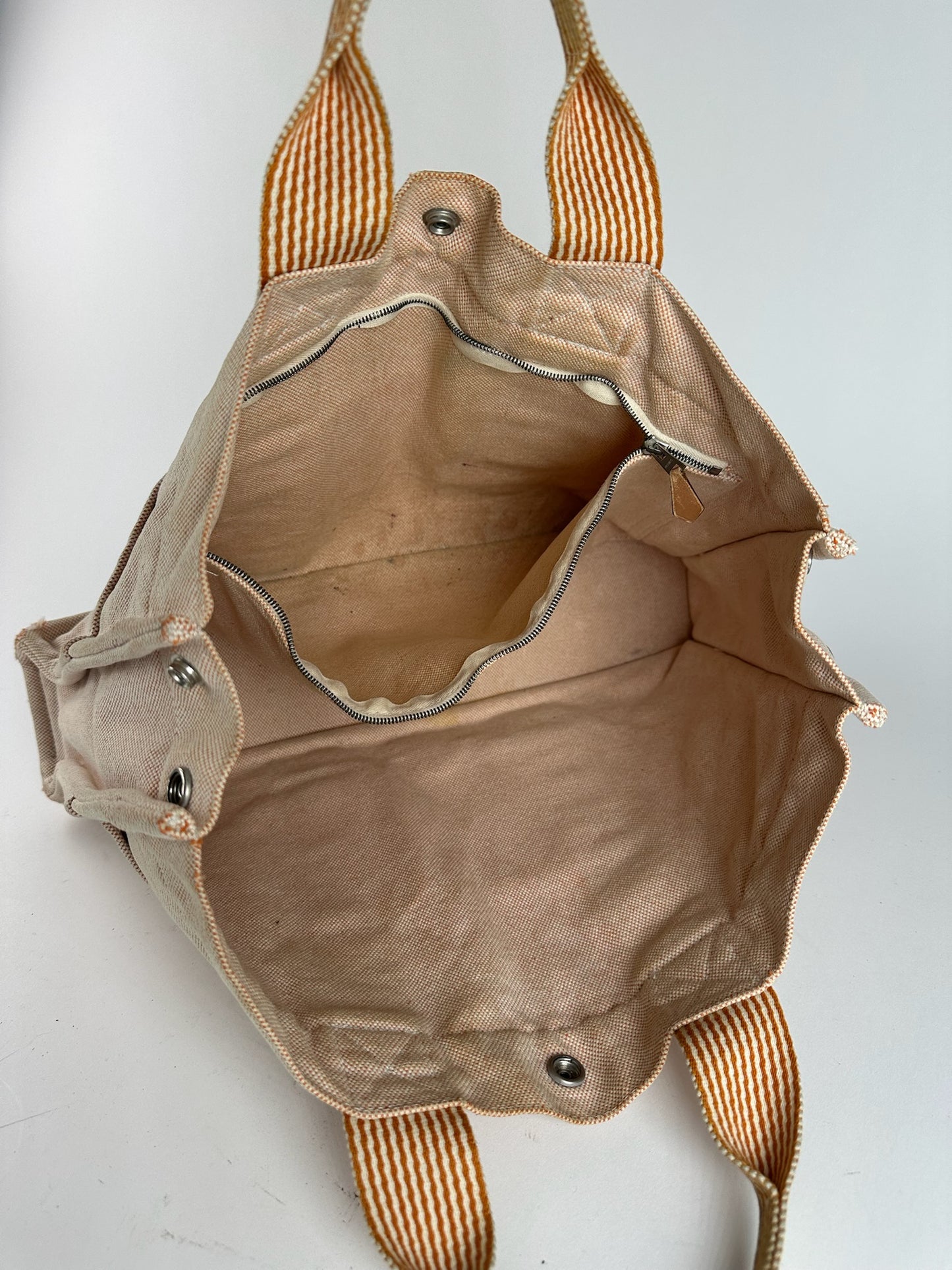 Sac Hermès vintage en coton beige orange