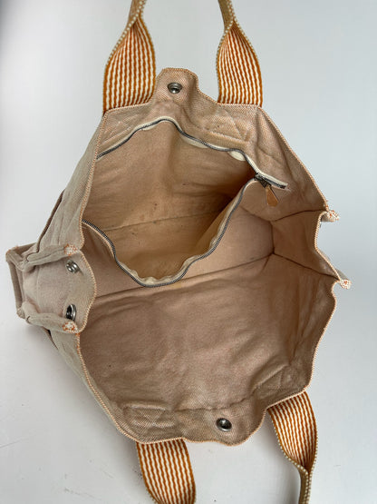 Sac Hermès vintage en coton beige orange