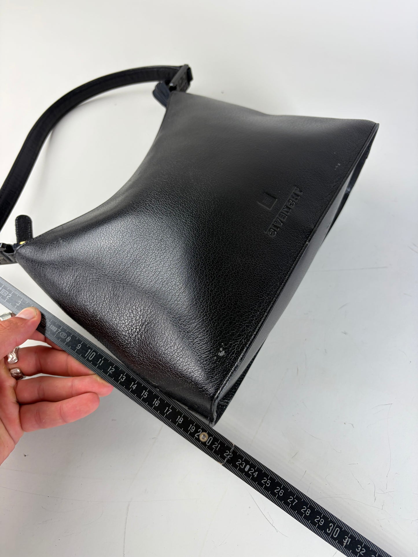 Vintage Givenchy Leather Shoulder Bag Black Gold