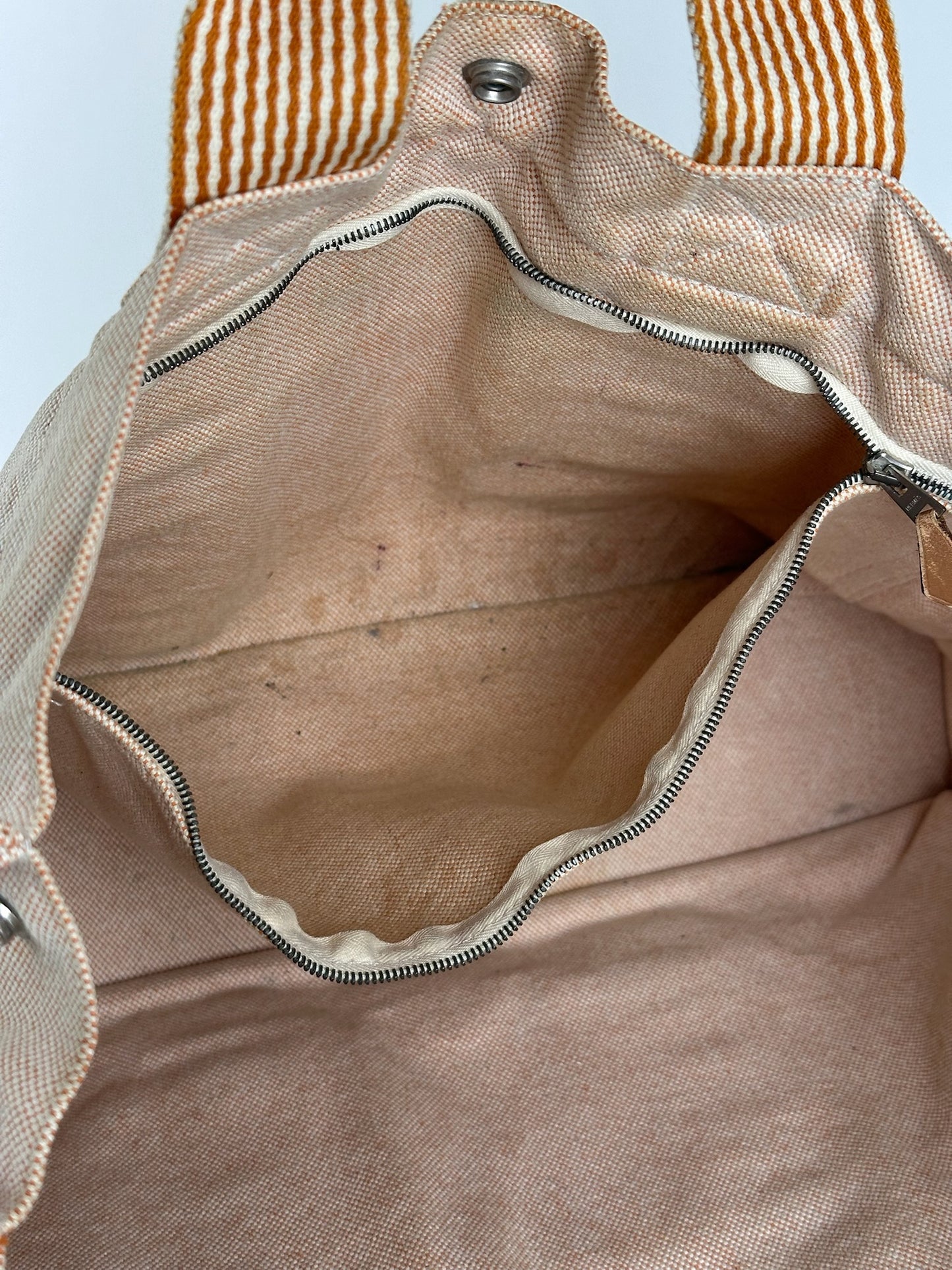Sac Hermès vintage en coton beige orange