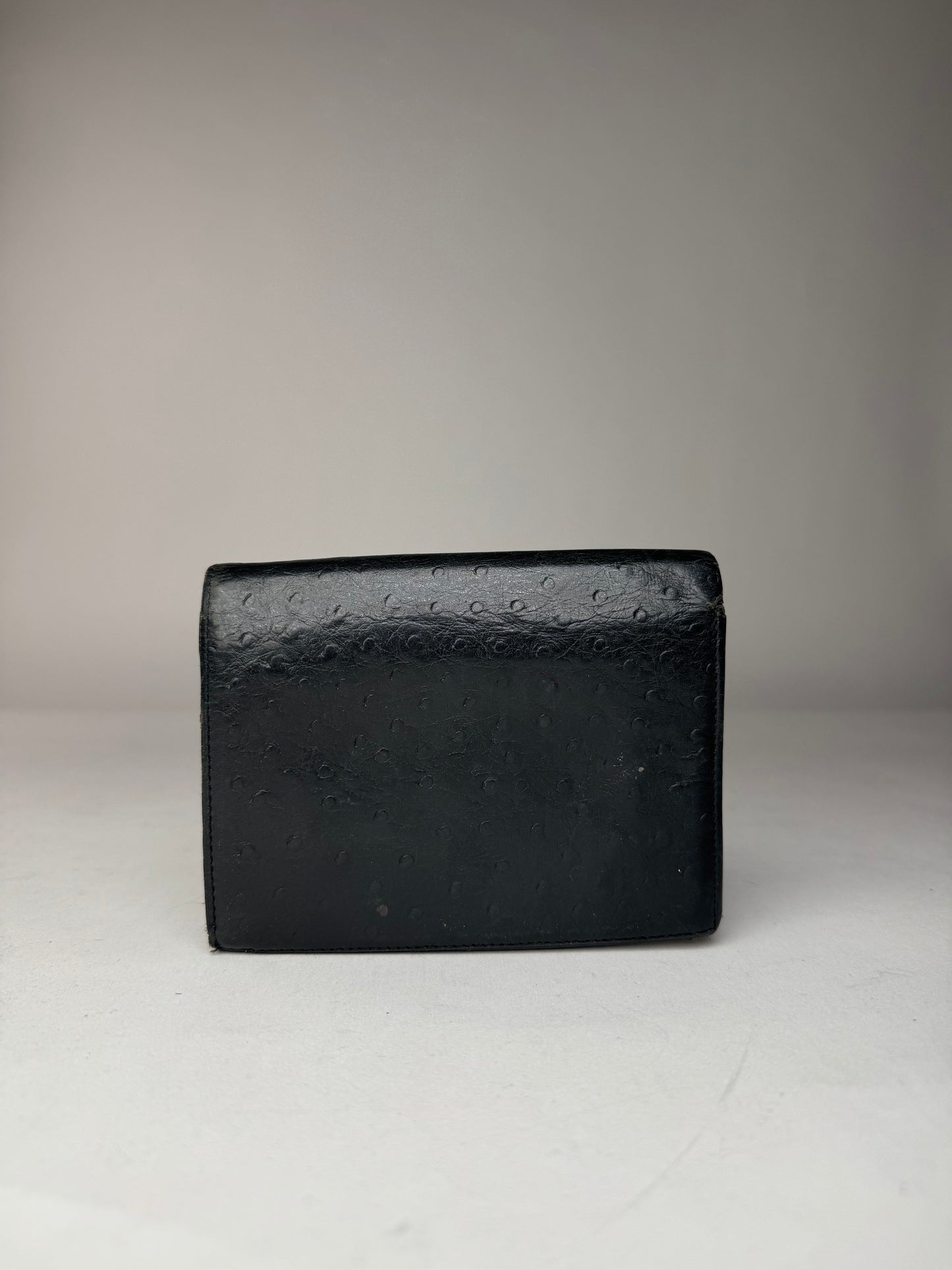 Vintage Givenchy Ostrich Leather Wallet Black