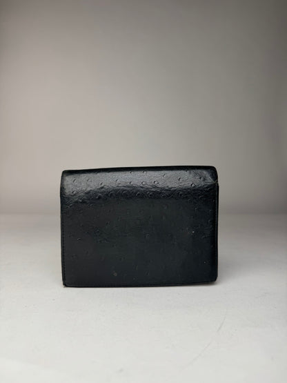 Vintage Givenchy Ostrich Leather Wallet Black