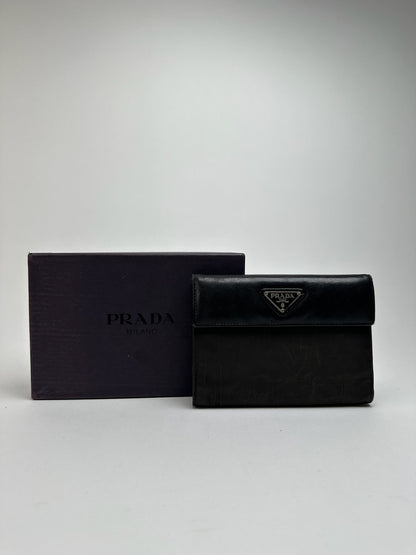 Portefeuille Prada vintage en cuir noir