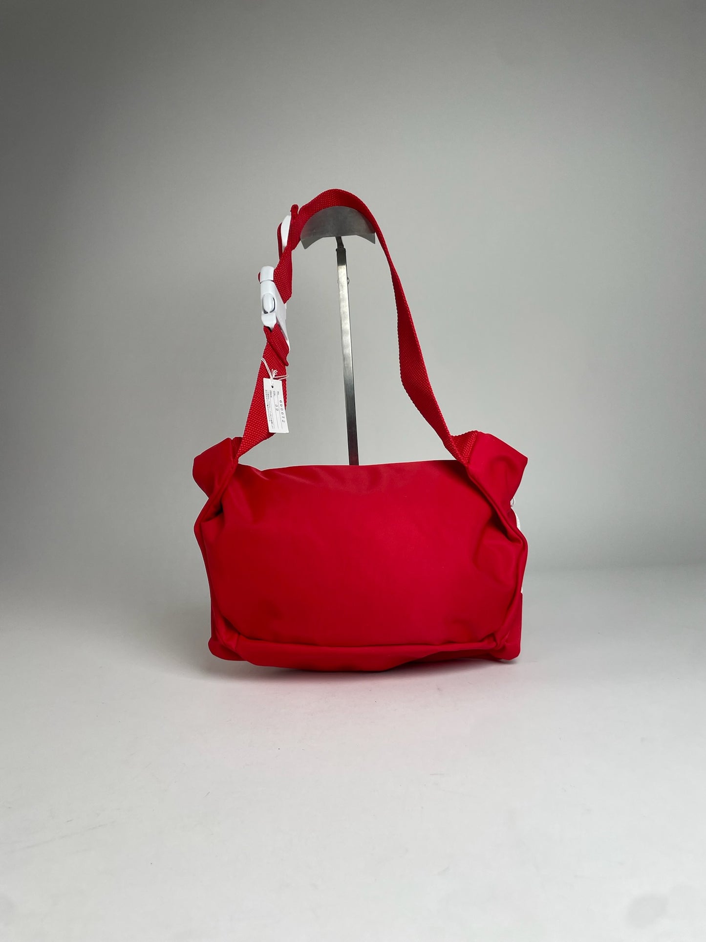 Vintage Courreges Paris Polyester Canvas Belt Bag / Crossbody Bag Red White