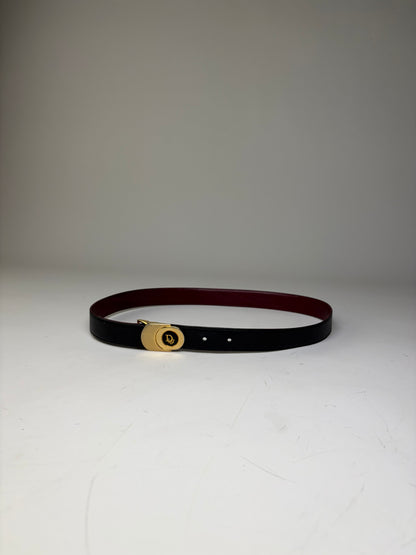 Vintage Dior Leather Belt Black Burgundy Gold