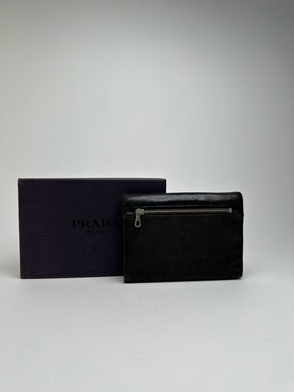 Portefeuille Prada vintage en cuir noir