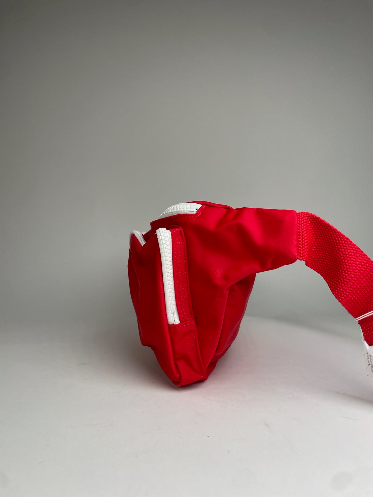 Vintage Courreges Paris Polyester Canvas Belt Bag / Crossbody Bag Red White