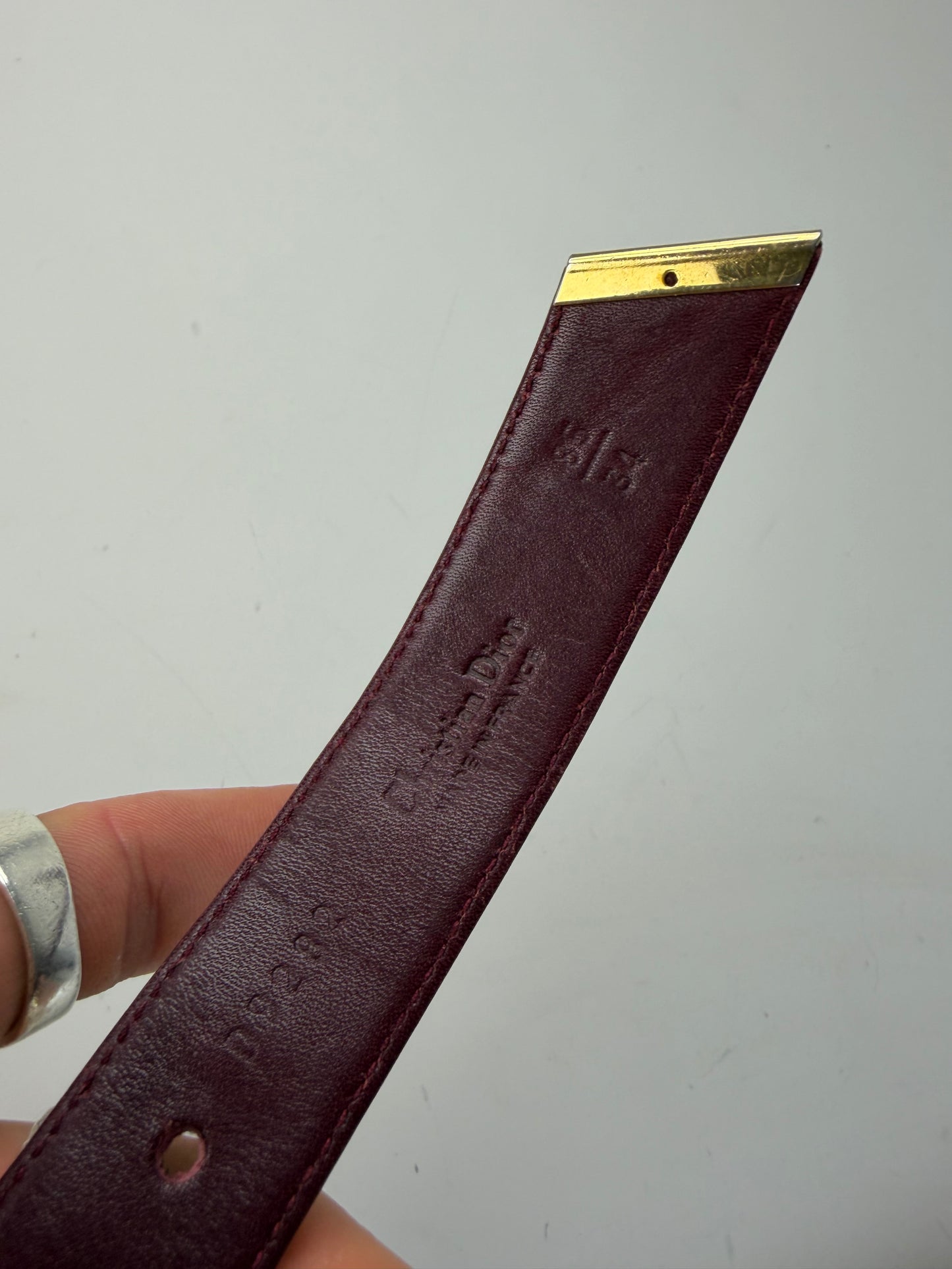 Vintage Dior Leather Belt Black Burgundy Gold