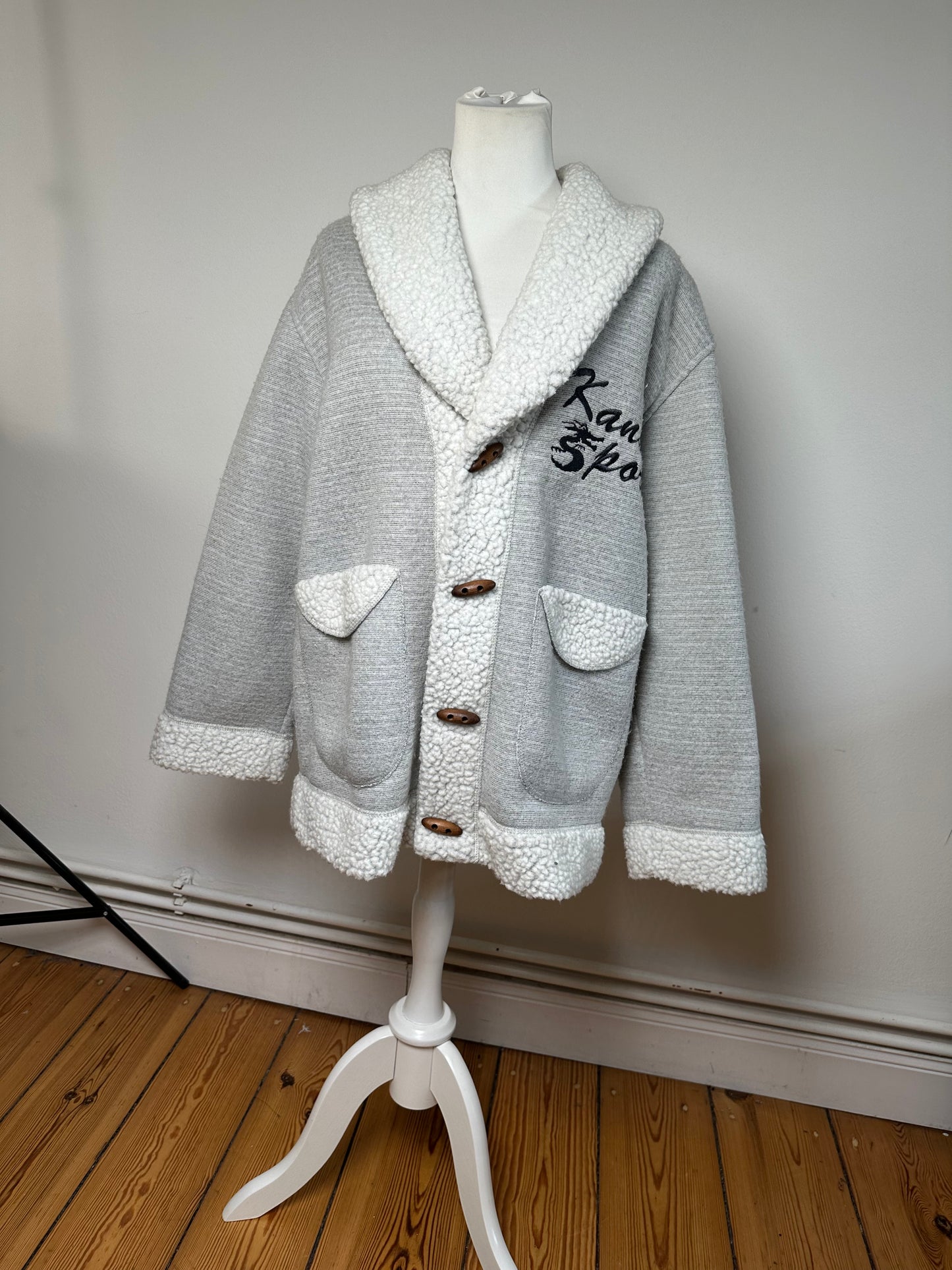 Vintage Kansai Yamamoto Wool Parka Grey White M