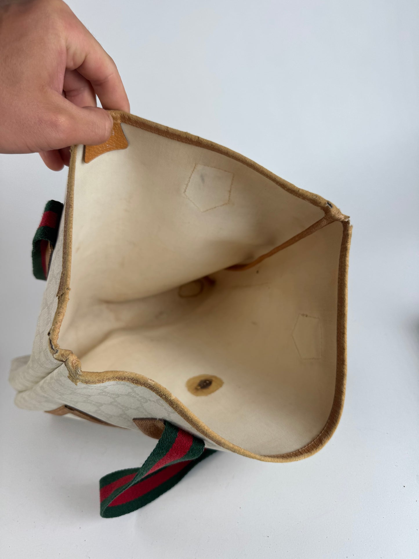 Vintage Gucci Monogram Leather shopper white