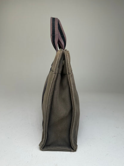 Vintage Hermes Cotton Tote Bag Brown