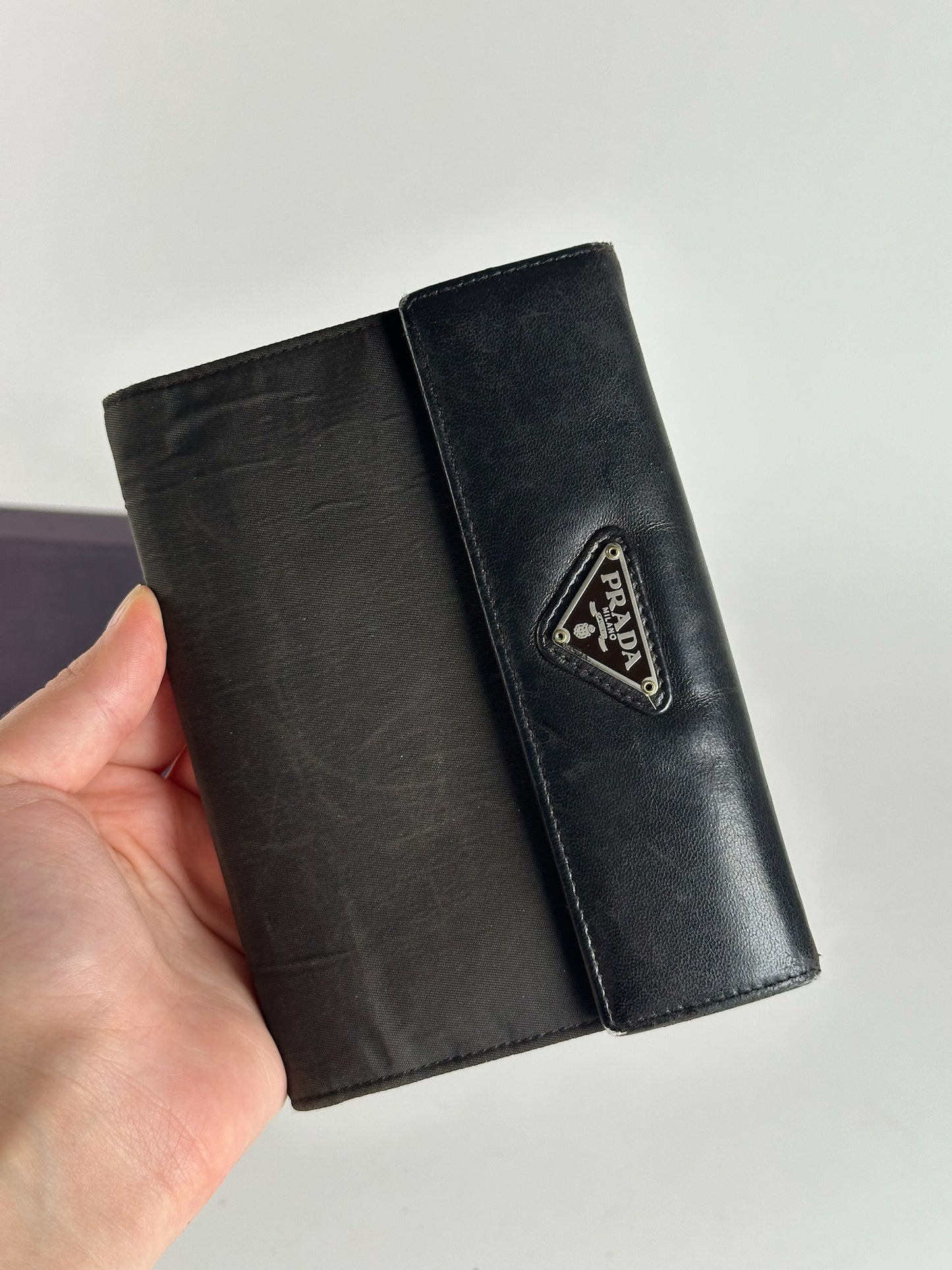 Portefeuille Prada vintage en cuir noir