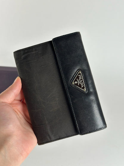 Portefeuille Prada vintage en cuir noir