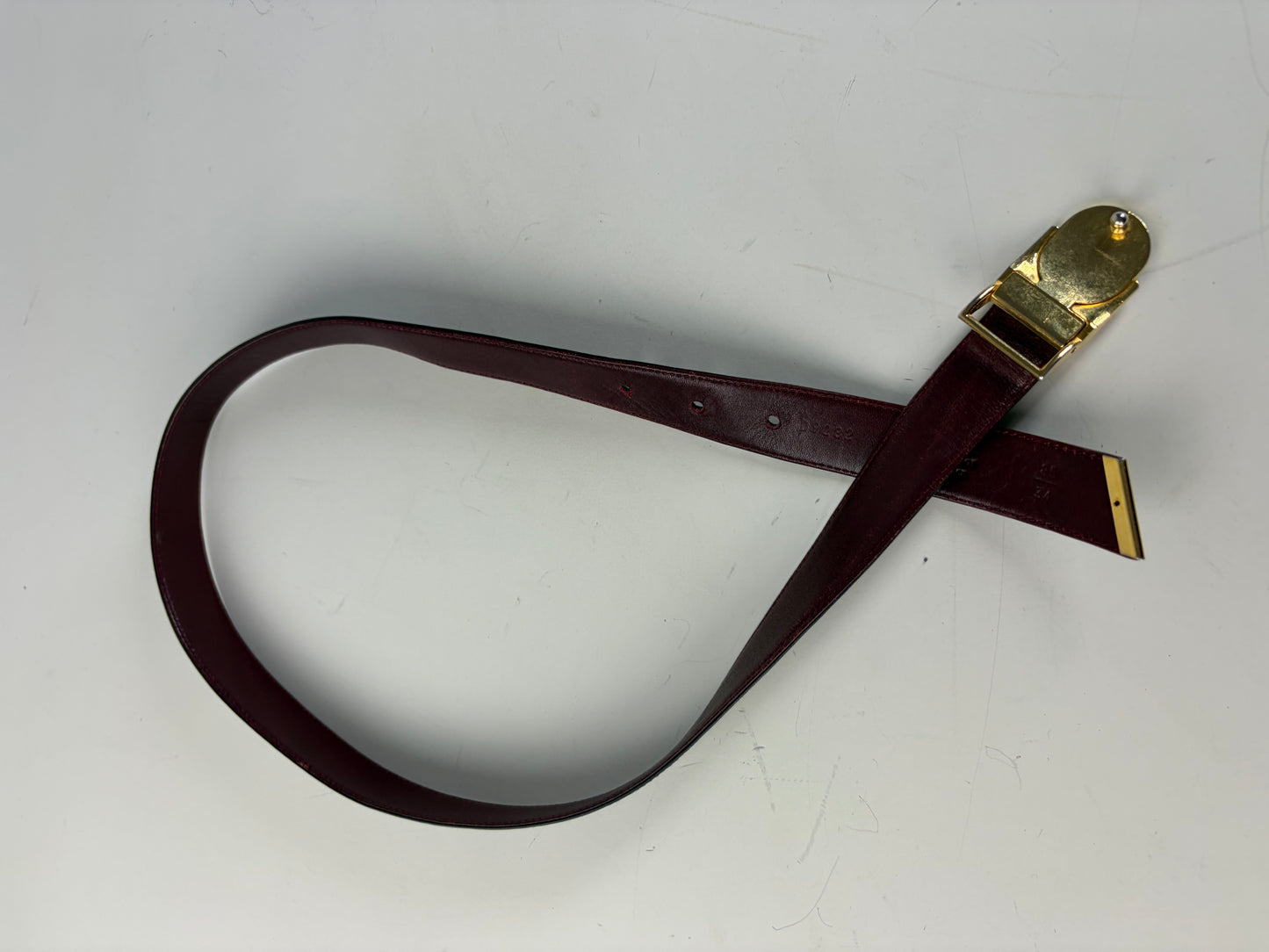 Vintage Dior Leather Belt Black Burgundy Gold