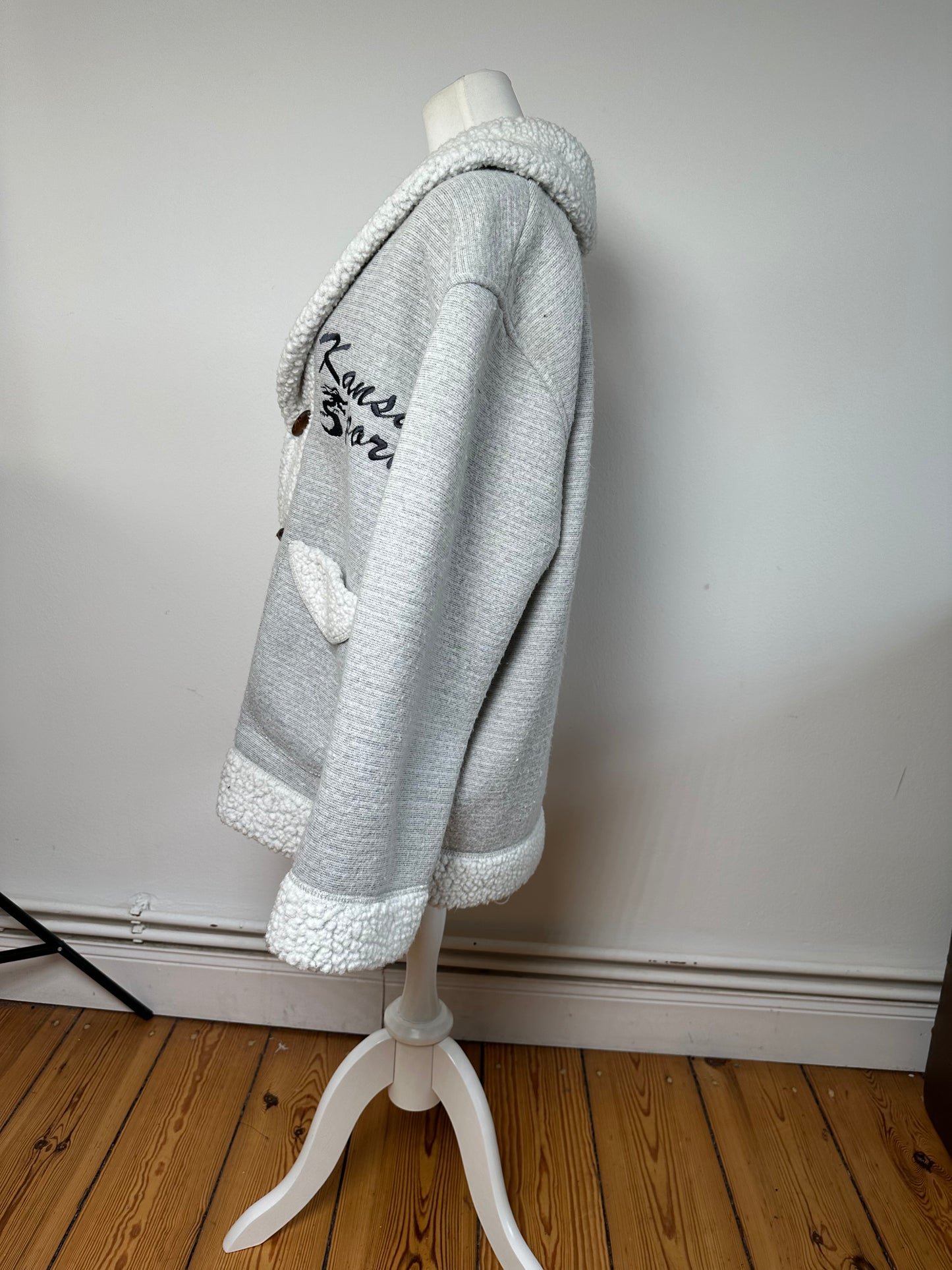 Vintage Kansai Yamamoto Wool Parka Grey White M