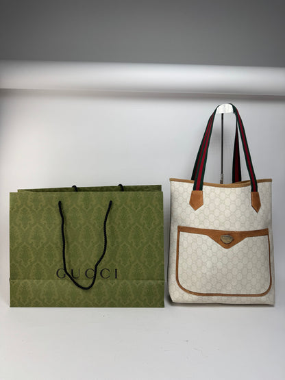 Vintage Gucci Monogram Leather shopper white