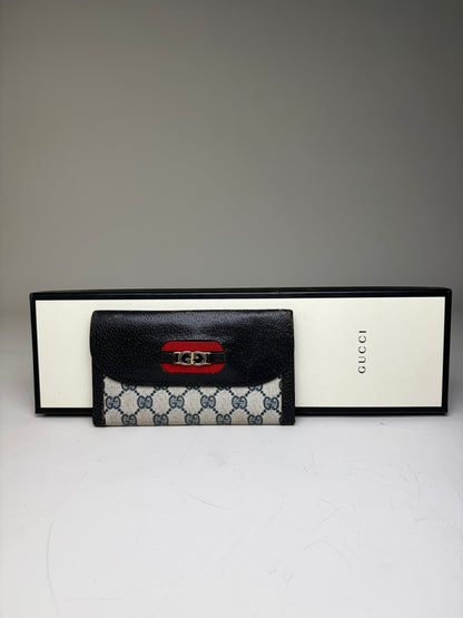 Vintage Gucci GG Supreme Wallet Black Beige Gold