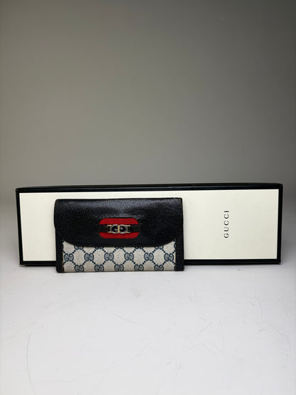 Vintage Gucci GG Supreme Wallet Black Beige Gold