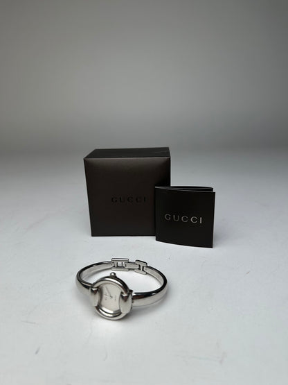 Vintage Gucci Quartz Horsebit Watch Silver