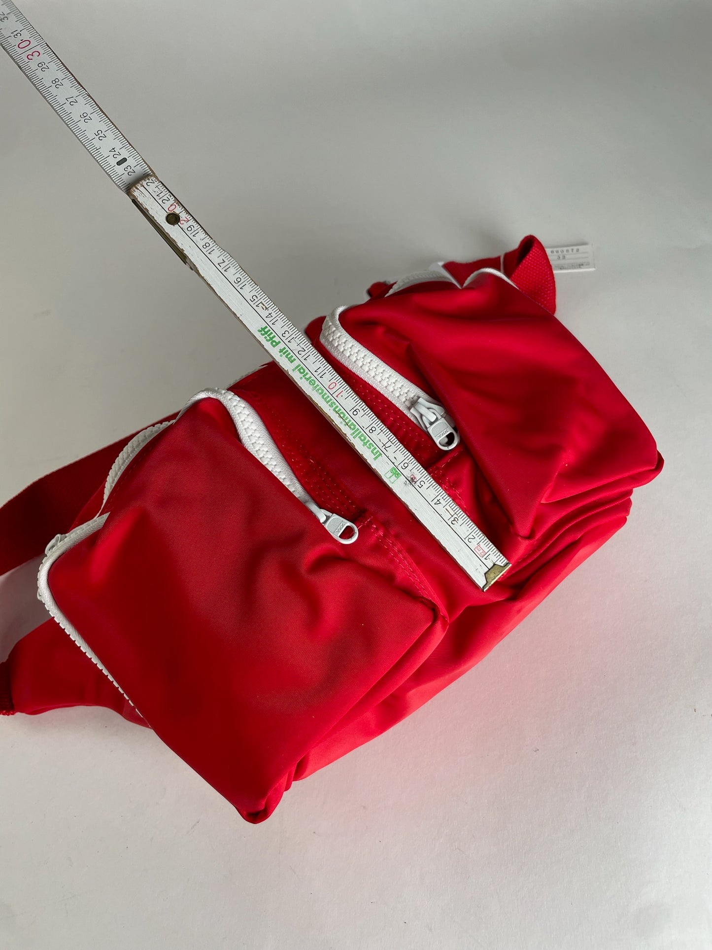 Vintage Courreges Paris Polyester Canvas Belt Bag / Crossbody Bag Red White