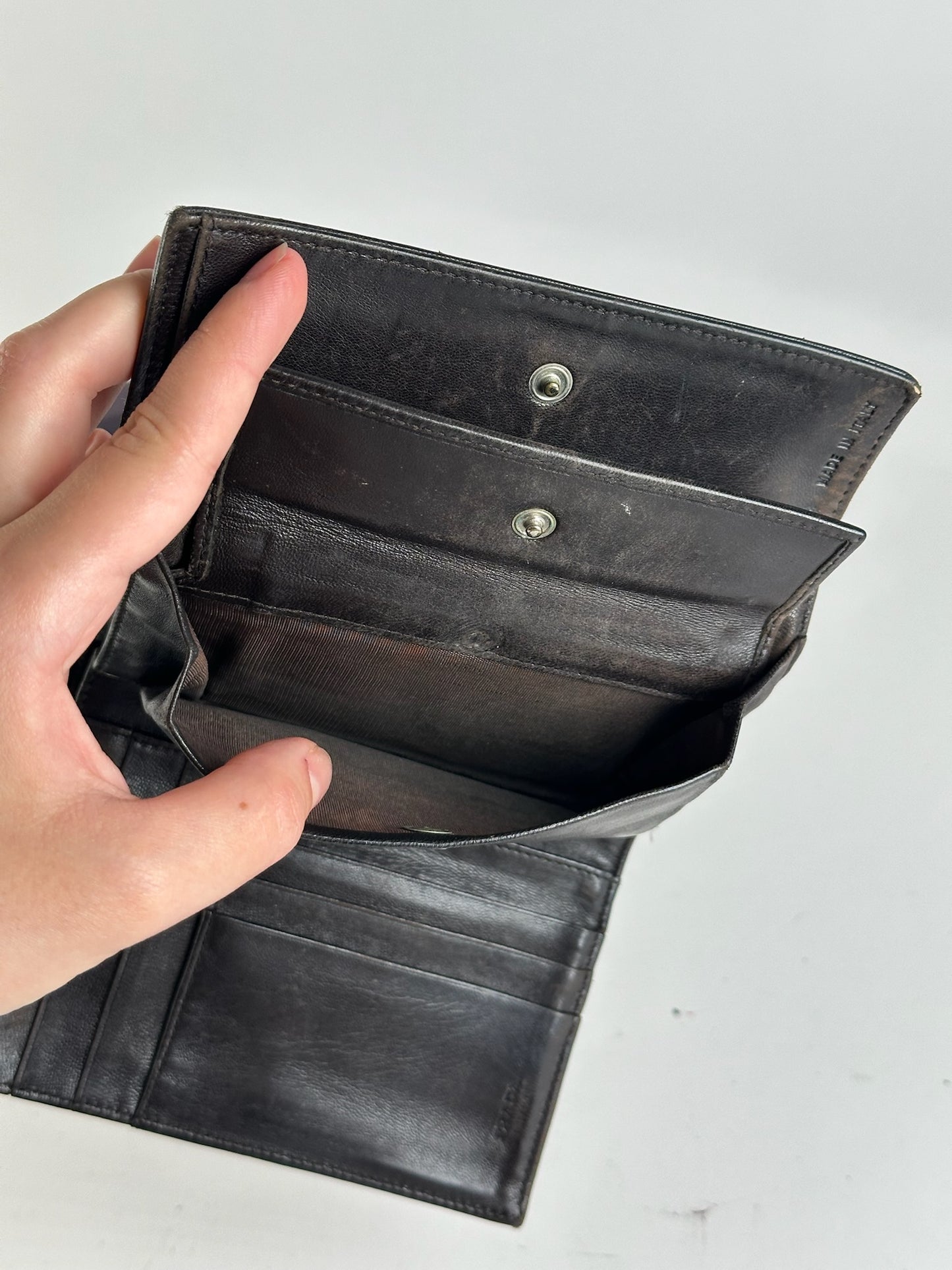 Portefeuille Prada vintage en cuir noir