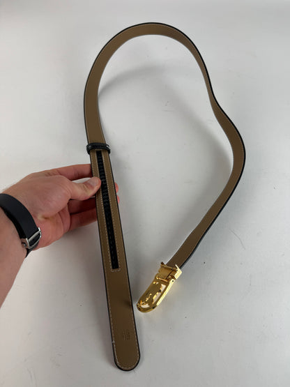 Vintage Celine Paris Carriage Logo Belt Black