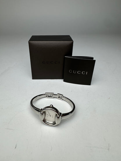 Vintage Gucci Quartz Horsebit Watch Silver