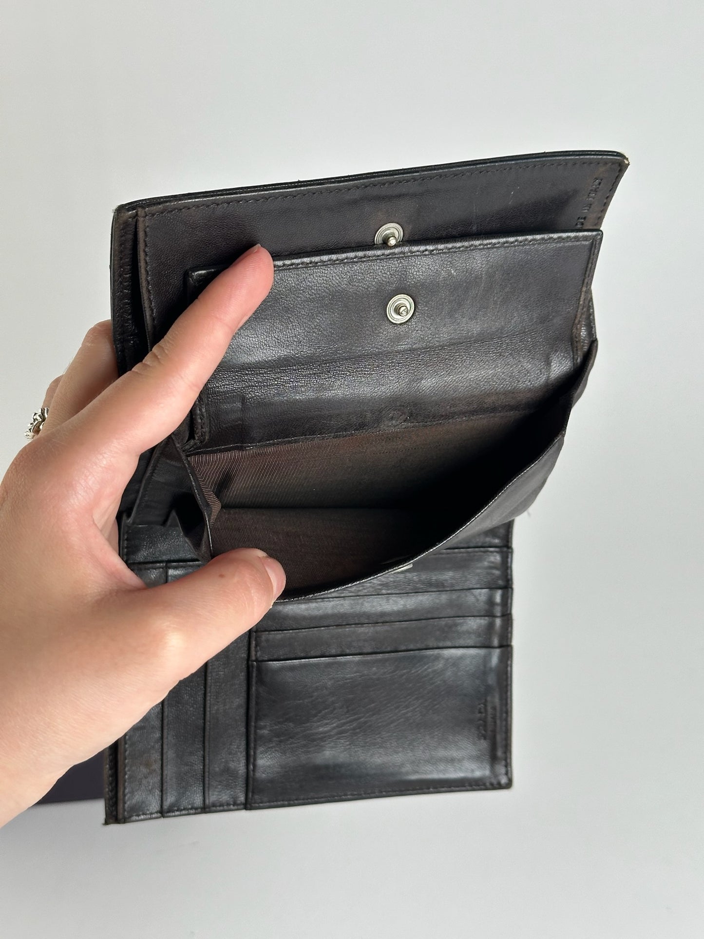 Portefeuille Prada vintage en cuir noir