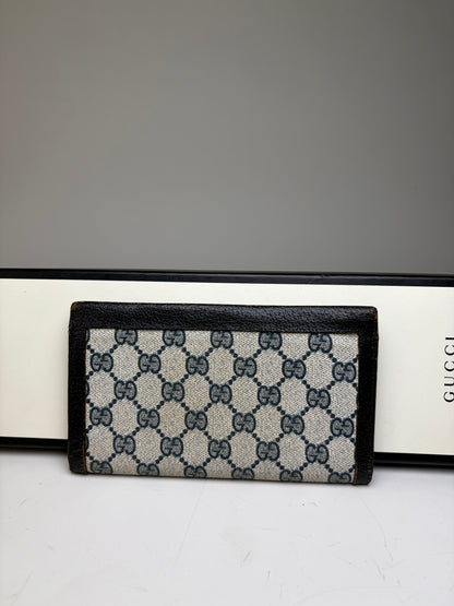 Vintage Gucci GG Supreme Wallet Black Beige Gold
