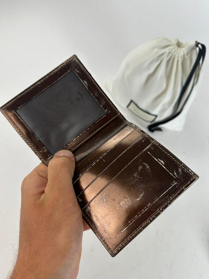 Vintage Gucci Bifold Wallet Monogrammed Canvas Brown Leather