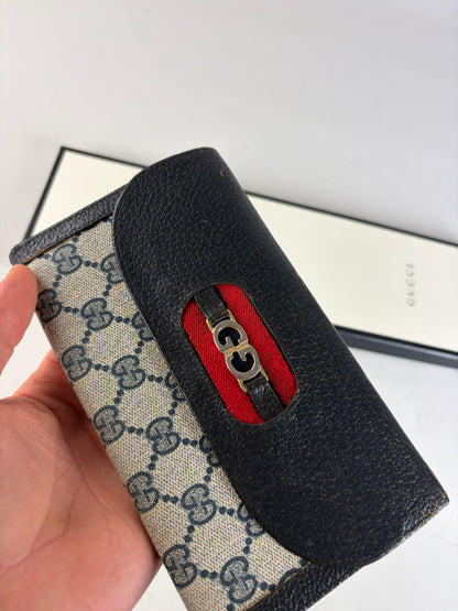 Vintage Gucci GG Supreme Wallet Black Beige Gold