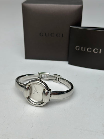 Vintage Gucci Quartz Horsebit Watch Silver