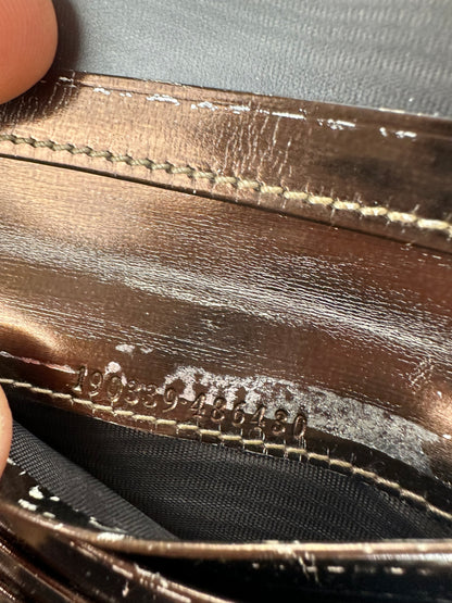Vintage Gucci Bifold Wallet Monogrammed Canvas Brown Leather