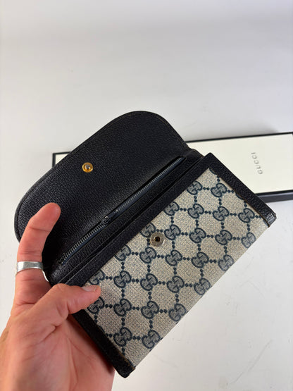 Vintage Gucci GG Supreme Wallet Black Beige Gold