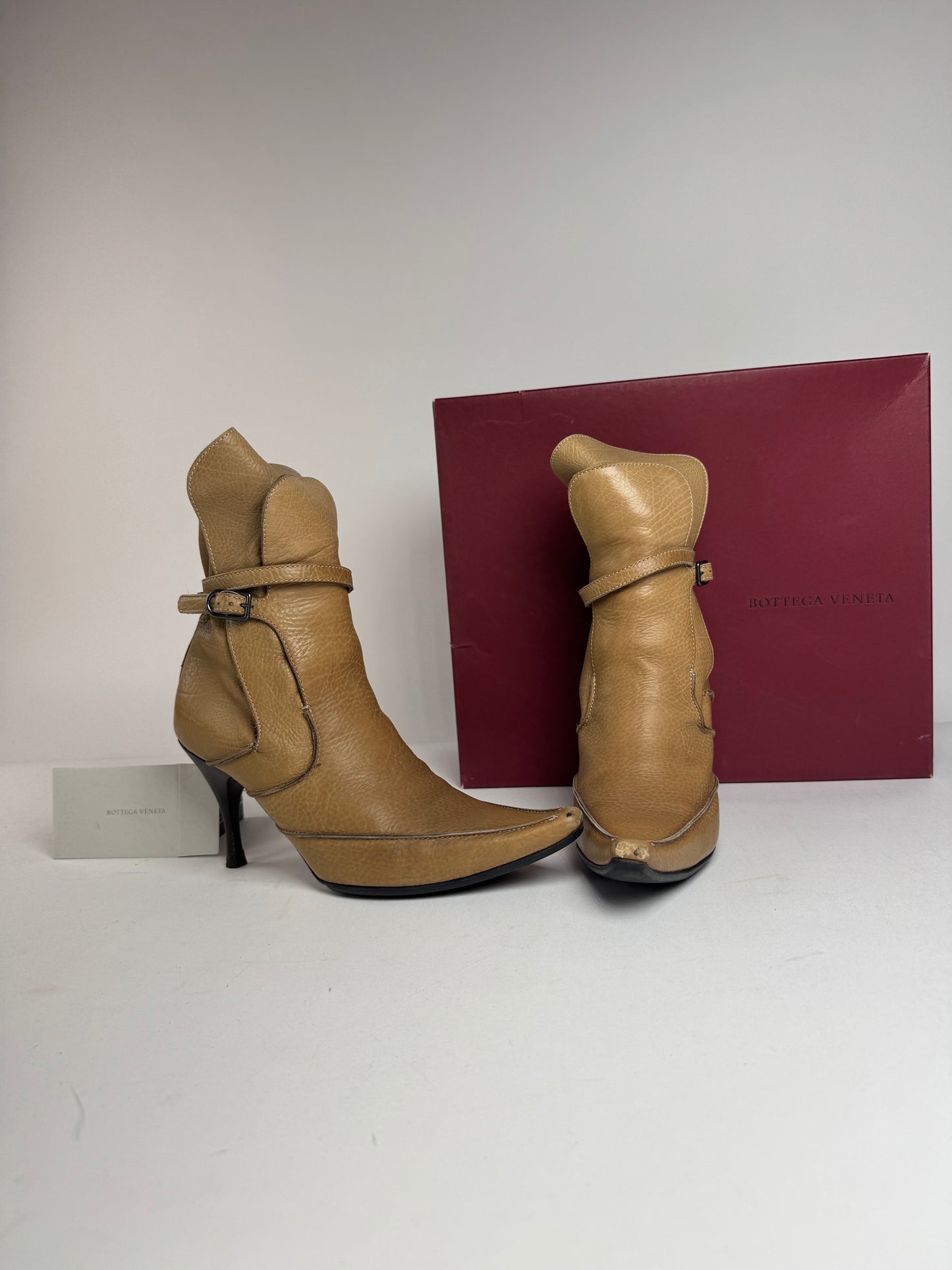 Vintage Bottega Veneta Heeled Boots beige brown EU36