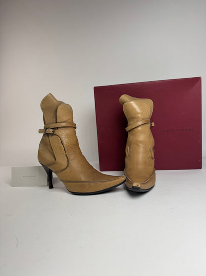 Vintage Bottega Veneta Heeled Boots beige brown EU36