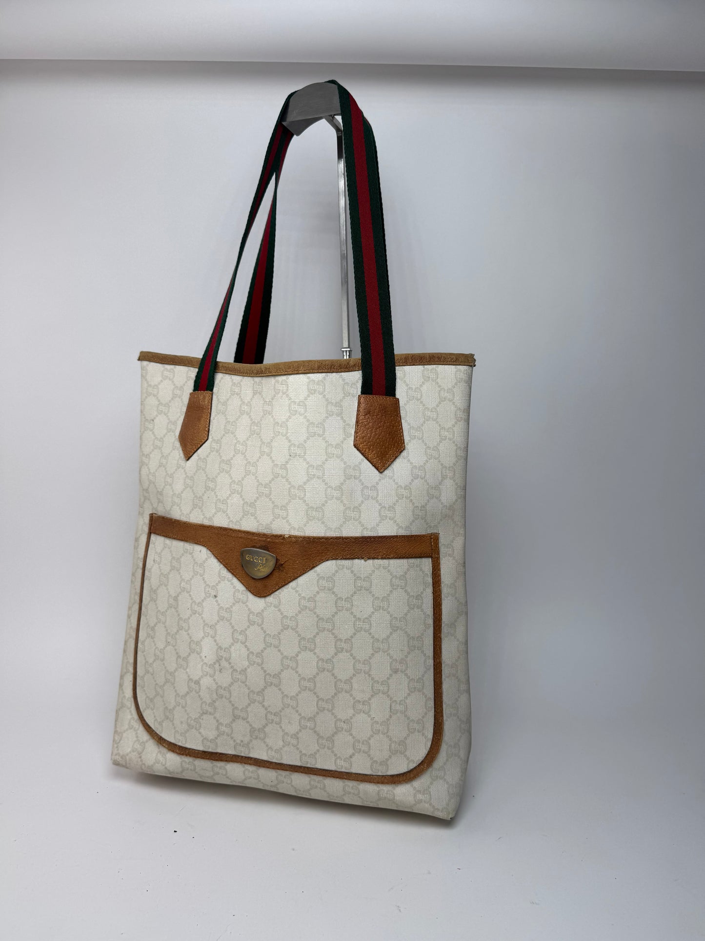 Vintage Gucci Monogram Leather shopper white