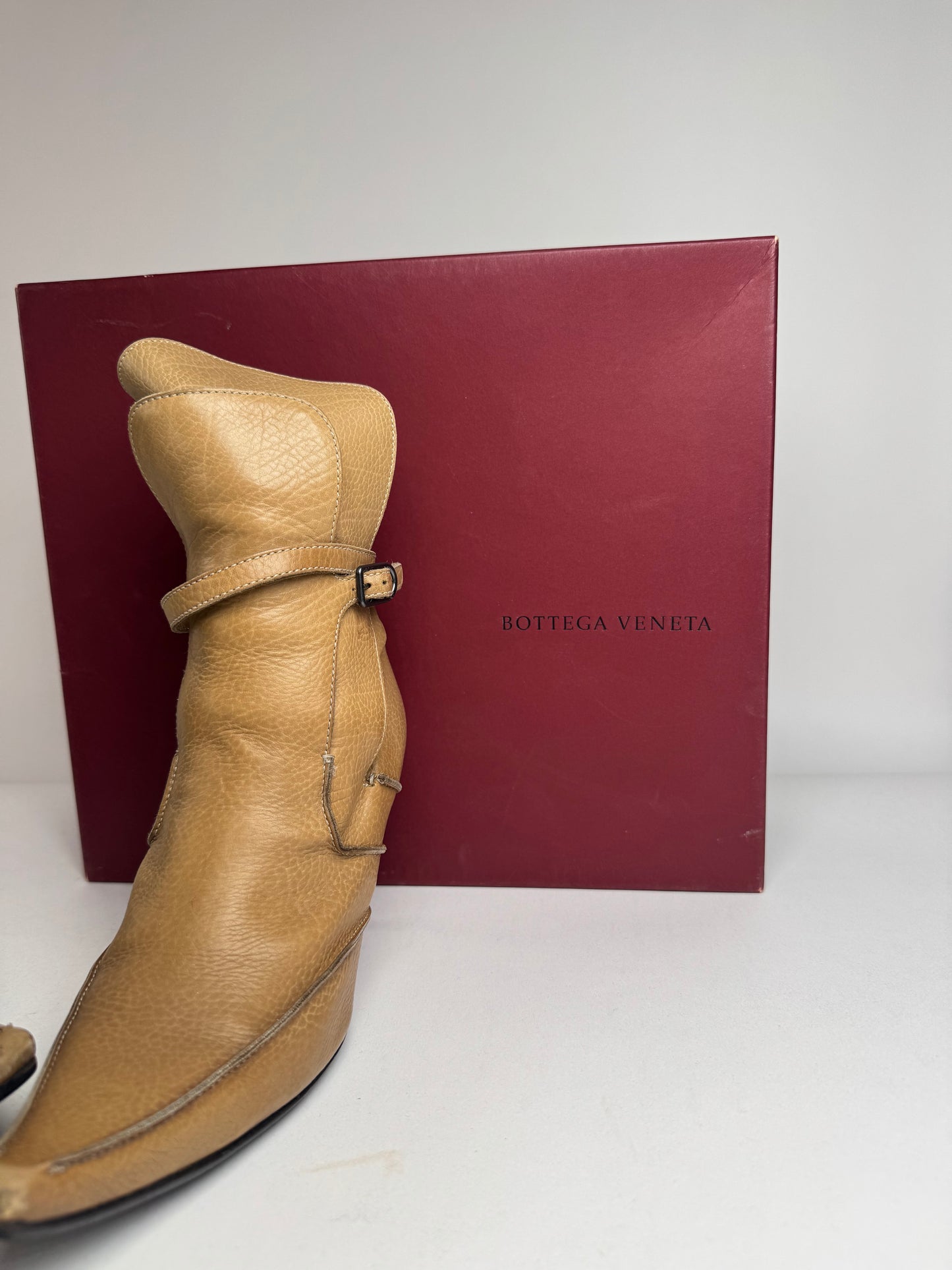 Vintage Bottega Veneta Heeled Boots beige brown EU36