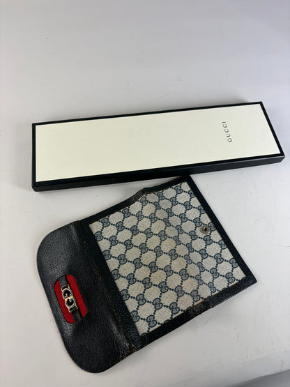 Vintage Gucci GG Supreme Wallet Black Beige Gold
