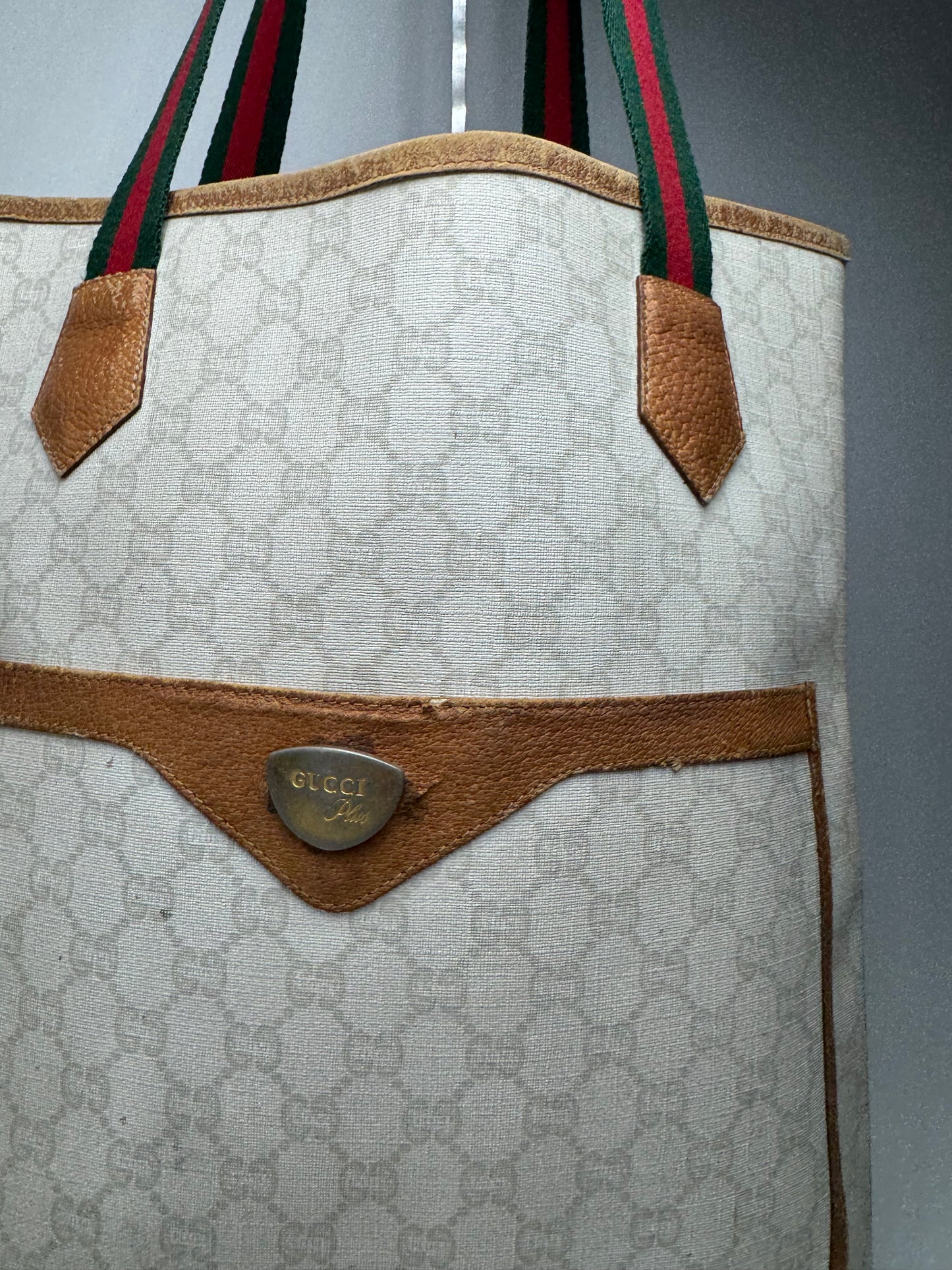 Vintage Gucci Monogram Leather shopper white
