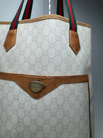 Vintage Gucci Monogram Leather shopper white