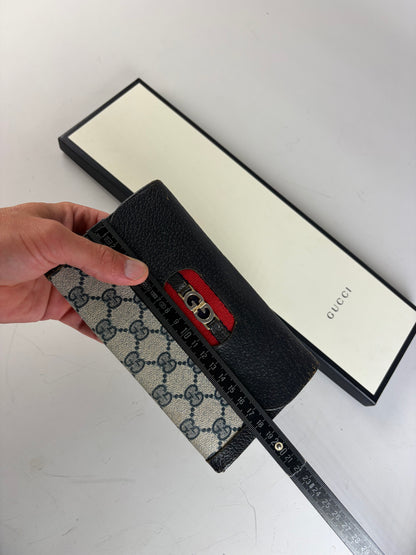 Vintage Gucci GG Supreme Wallet Black Beige Gold