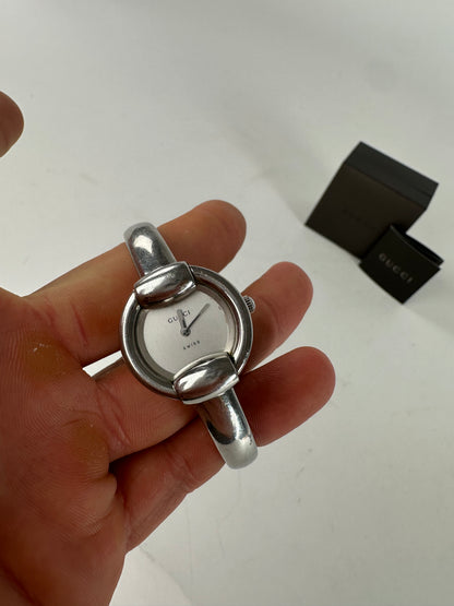Vintage Gucci Quartz Horsebit Watch Silver