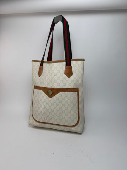 Vintage Gucci Monogram Leather shopper white