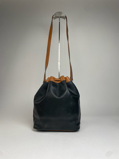 Vintage Courreges Bucket / Shoulder Bag Black Brown