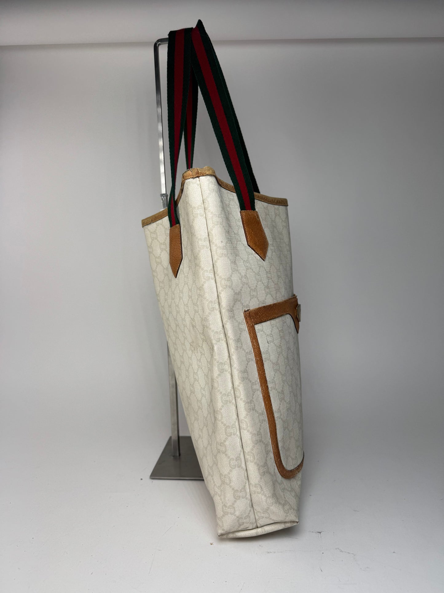 Vintage Gucci Monogram Leather shopper white